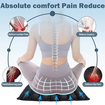 Comfortable 3D Air Cell Seat Cushion, Air Inflatable Pressure Relief Seat Bolster for Wheelchair, Car, Office, Home Living, Sondur Travel Cushion with Adjustable Firmness (49-Point Cushion) - size: 49-point cushion