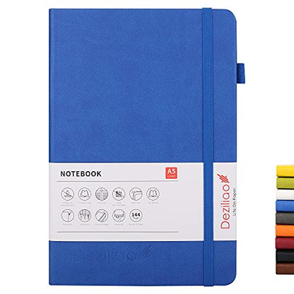 Lined Journal Notebooks with Pen Loop, Hardcover Notebook Journal for Work, 100Gsm Premium Thick Paper with Inner Pocket, Medium 5.7"x8.4", （Blue, Ruled） - color: Blue