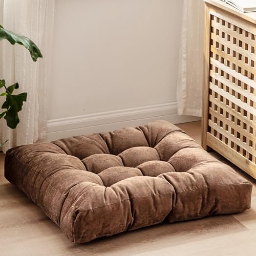 Square Meditation Pillow, Large Floor Pillow Cushion,Solid Thick Tufted Seat Cushion Janpanese Quilted Chair Mat for Balcony Bedroom Tatami Living Room(55x55cm, G) - color: G