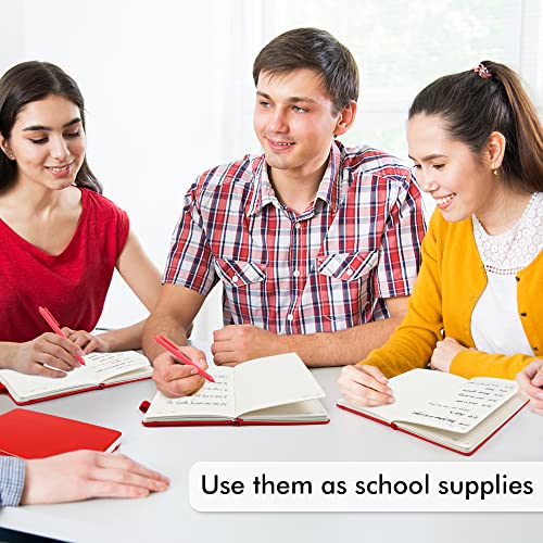 feela 12 Pack Notebooks Journals Bulk with 12 Black Pens, A5 Hardcover Notebook Classic Ruled Journal Set with Pen Holder for School Business Work Travel Writing, 120 GSM, 5.1”x8.3”, Red - color: 12 Pack red