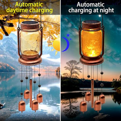 Solar Wind Chimes for Outside, Birthday Mother' s Day Gifts for Mom Women Grandma,Solar Mason Jar Wind Chime Light Unique Hanging Wind Chimes Outdoor,IP65 Waterproof, Yard Garden Terrace Courtyard - size: 1 pack-Mason jar wind chime