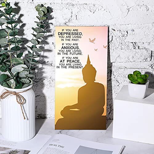 Blulu 2 Pcs Buddha Quote Decor Buddha Inspirational Quote Wall Art Meditation Room Chakra Decor Zen Wooden Hanging, Spiritual Gift for Home Yoga Living Room Women(at Peace) - style: At Peace