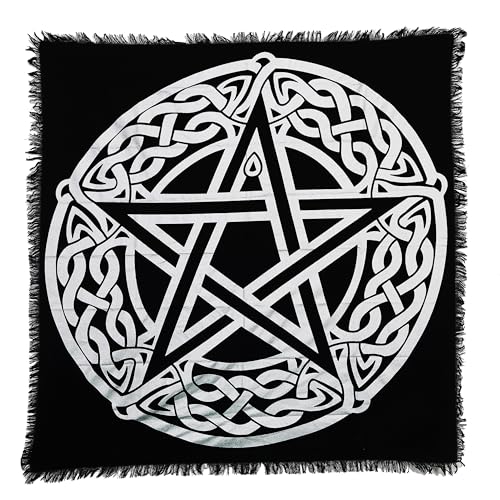 Indian Consigners Altar Cloth Celtic Pentagram Witchcraft Alter Tarot Spread Top Cloth Wiccan Square Spiritual 18 by 18 Sacred(Celtic Pentagram Silver) - color: Celtic Silver Pentagram