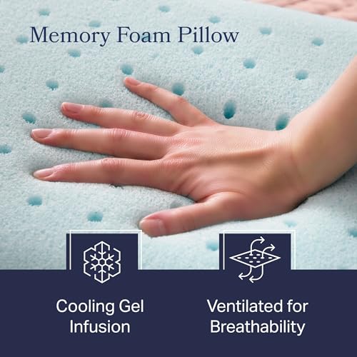 Weekender Cooling Gel Memory Foam Pillow for Sleeping – Queen Size, Ventilated Cooling Pillow for Side & Back Sleepers, Neck & Shoulder Support, Medium Firm, Washable Cover - size: Queen, style: 1 Pack