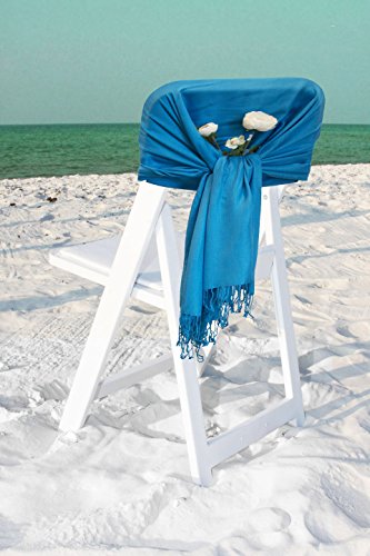 Sakkas Large Soft Silky Pashmina Shawl Wrap Scarf in Solid Colors - color: Turquoise