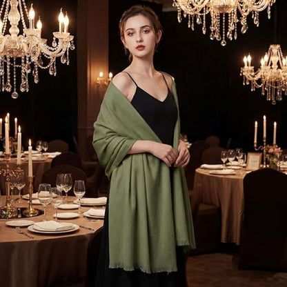 Pashmina shawls and wraps for Evening Dresses Scarf for Women Winter Shawl Wraps for Women Weedings - color: Green
