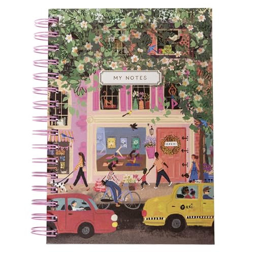 Graphique Hardbound Spiral Journal, 160 Ruled Pages Hard Cover Notebook, Diary, Lists, Record Month and Date, Premium Paper, Joyful Landscapes, 6” x 8” - color: Joyful Landscapes