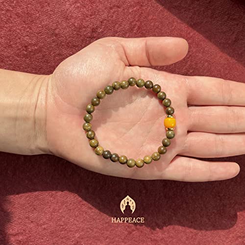 HAPPEACE Elastic Bracelets for Small Wrists - 6mm Verawood Beads and Ancient Glass Beads