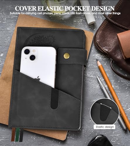Blank Journal Notebook, A5 Hardcover Leather Sketchbook with 200 Pages Thick Blank Paper for Men Women, Unlined Drawing & Writing Journal, 5.9" x 8.4" Plain Notebook (black) - color: Black, size: Blank Page