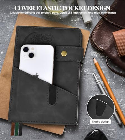Blank Journal Notebook, A5 Hardcover Leather Sketchbook with 200 Pages Thick Blank Paper for Men Women, Unlined Drawing & Writing Journal, 5.9" x 8.4" Plain Notebook (black) - color: Black, size: Blank Page