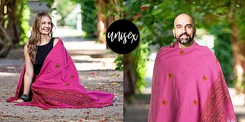 Exotic Vegan Meditation Shawl - Large Unisex Prayer Wrap, Oversize Scarf & Versatile Indian Style Blanket