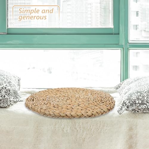 Ciieeo Woven Straw Meditation Cushion 40x40cm Handmade Braided Floor Seat Pad Natural Tatami Style Indoor Floor Seating Mat for Yoga and Home