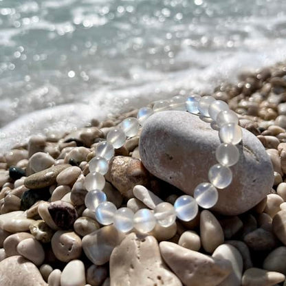 ILLUMINIA 5A Grade Natural Crystal Gemstone Bracelet | Healing Energy Charged Quartz Stone Bead | Handcrafted Stretch Bracelet for Women Men Teens - color: (7A) Moonstone, size: Small - 7mm bead