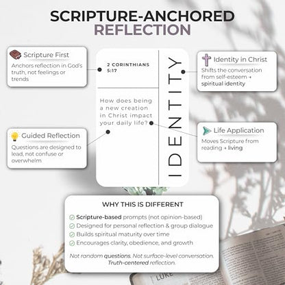 Christian Conversation Cards – 150 Scripture Reflection Questions to Deepen Faith & Spark Meaningful Discussion | Bible Devotional Cards for Groups & Personal Growth | Thought Provoker - color: Gray