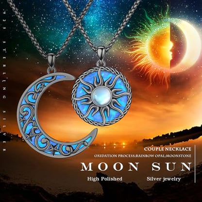 Yin Yang Necklaces for Women Men 925 Sterling Silver Pendant Necklace Yin Yang Jewelry for Women Men Couples - style: Sun Moon #8