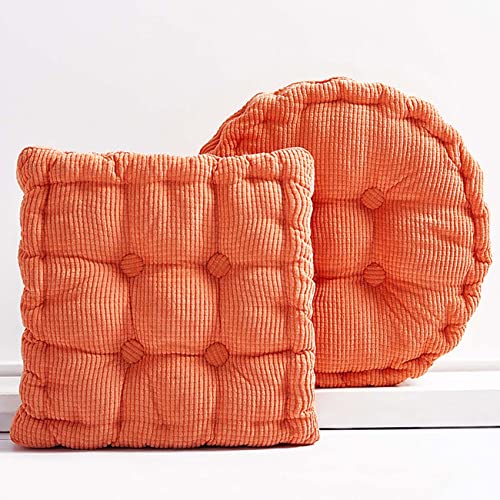 Jhorxa 18x18inch(Set of 2) Square Tufted Floor Pillow Chair Pad Sofa Cushion Tatami Floor Cushion Purple Cushion for Living Room Bed Balcony Outdoor Children's Play Area Car etc. (Orange)