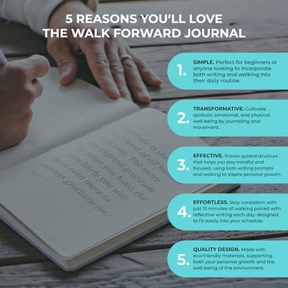 The Walk Forward Journal – (Black) A 60-Day Daily Journal for Spiritual, Emotional, and Personal Growth – Reflection, Mindfulness & Inspiration – Daily Affirmations and Goal-Setting – Undated Life Planner for Women & Men - color: Black