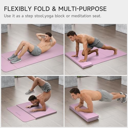 7-Fold Yoga Mat 74"x31" - 0.31 Inch Thick Folding Exercise Mat, Extra Wide Non-Slip POE Mat for Travel, Storage, Yoga, Pilates, Meditation & Home Gym, Lightweight & Portable