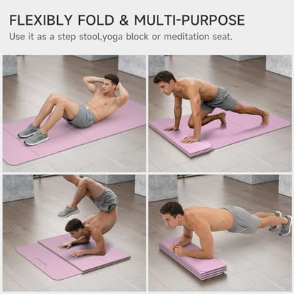 7-Fold Yoga Mat 74"x31" - 0.31 Inch Thick Folding Exercise Mat, Extra Wide Non-Slip POE Mat for Travel, Storage, Yoga, Pilates, Meditation & Home Gym, Lightweight & Portable