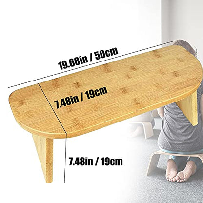 Lightweight and Durable Meditation Bench, Good Toughness Yoga Benchtop with Foldable Legs, Ergonomic Bamboo Zen Stool for Deep Meditation
