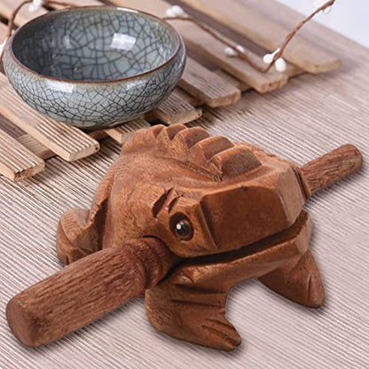 2X Carved Croaking Wood Percussion Musical Sound Wood Frog Tone Block Toy