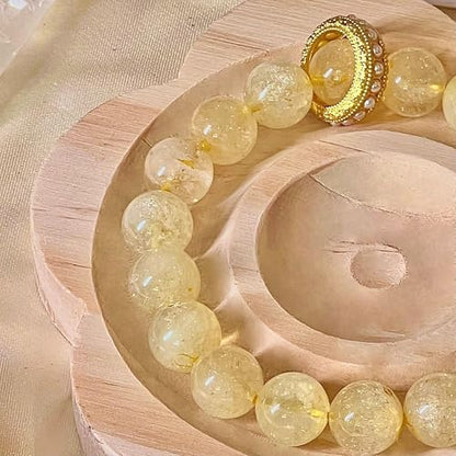 Birth Flower Crystal Bracelets for Women, Handmade Natural Gemstone Stretch Jewelry with Healing & Positive Energy - color: Apr. Daisy & Citrine