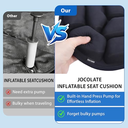 Inflatable Seat Cushion, Pressure Relief Airplane Seat Cushion for Long Flights Without Air Pump, Portable Car Seat Cushions,Office Chair Wheelchair Cushions Relief Discomfort in Coccyx&Buttock - color: Square