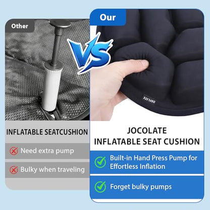Inflatable Seat Cushion, Pressure Relief Airplane Seat Cushion for Long Flights Without Air Pump, Portable Car Seat Cushions,Office Chair Wheelchair Cushions Relief Discomfort in Coccyx&Buttock - color: Square