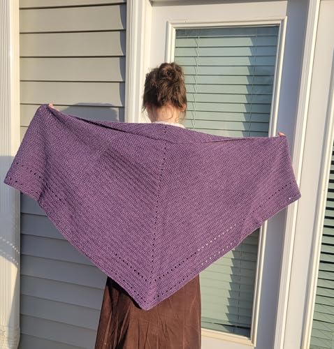 Triangle Shawl Wrap, Lavender Purple, Alpaca & Wool, Hand Crochet Prayer Shawl, Rustic Texture