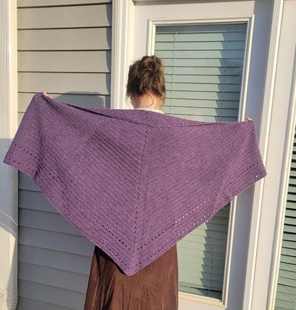 Triangle Shawl Wrap, Lavender Purple, Alpaca & Wool, Hand Crochet Prayer Shawl, Rustic Texture