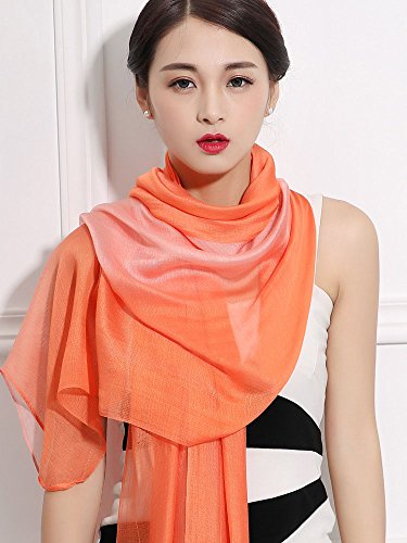 Cotton Silk Scarf Elegant Soft Wraps Color Shade Scarves for Women - color: Orange