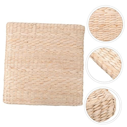 Happyyami 1pc Handmade Woven Meditation Cushion Decorative Yoga Mat Straw Mat for Home Use Thick for Meditation Floor Seating and Home