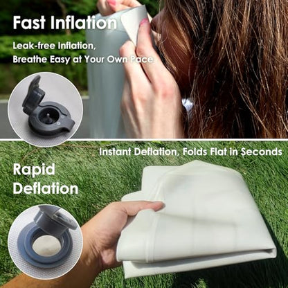 Inflatable Seat Cushion 14", Ultralight Camping Sit Pad, Portable Air Cushion for Stadium, Hiking, Hunting, RV Insulation Pad, Office Chair, Pressure Relief, Waterproof Compact Travel Pillow - White - color: White