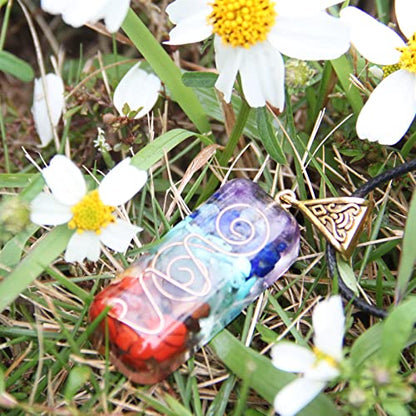 Orgone Chakra Pendant 7 Chakra Stones Necklace Orgonite Pendant with Adjustable Cord Crystals Necklace for Women Men - style: Harmonious