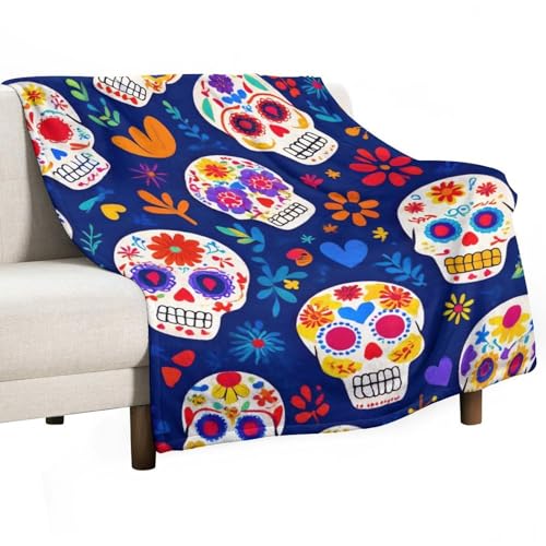 Fashion Bed Sofa Couch Cover, Unisex Blanket, Day Dead Cool Mexican Sugar Skull Lightweight Flannel Blanket - color: Color78, size: 30"x40"