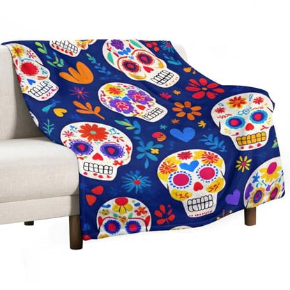 Fashion Bed Sofa Couch Cover, Unisex Blanket, Day Dead Cool Mexican Sugar Skull Lightweight Flannel Blanket - color: Color78, size: 30"x40"