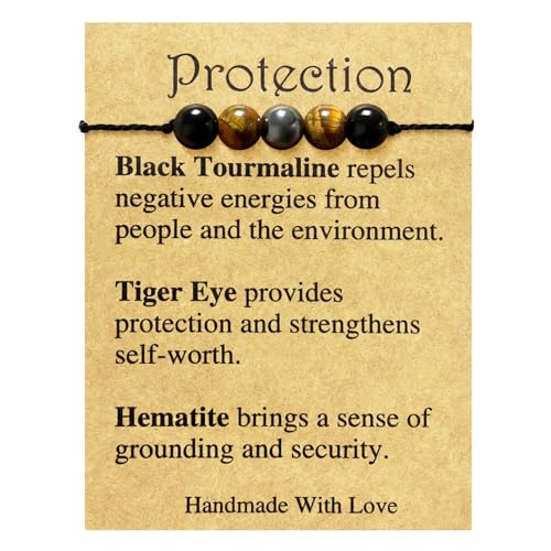 yfstyle Crystal Healing Stones Bracelets for Women & Men - Amethyst Anxiety Protection Bracelets - Natural Gemstones Jewelry Gifts - color: Protection