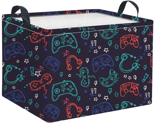 Rectangular Storage Basket Waterproof Storage Bin for Bedroom Collapsible Bin Books Box Basket Room Decor(Game) - color: Game