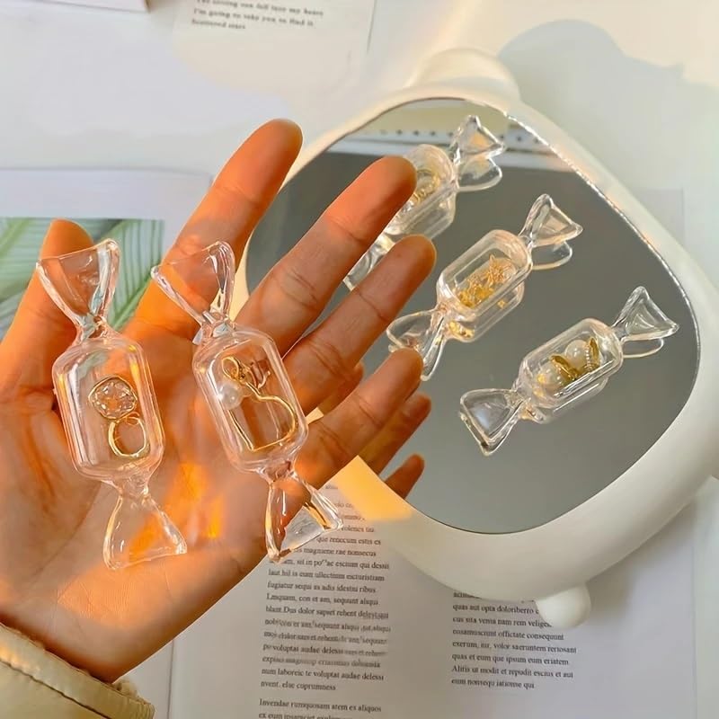 5PCS candy shaped mini transparent jewelry box,earring storage,used for accessories,pill organizers,and travel essentials, 5PCS