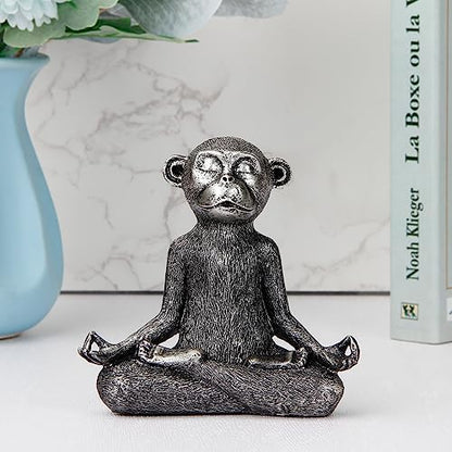 Smadeer Monkey Statue for Home Decoration,Monkey Figurine Sitting in Yoga Pose for Meditation Zen Spiritual Living Room Bedroom Shelf Bookshelf Decor Accents,Cute Animal Gifts,Small Holiday Ornament