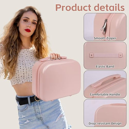 Portable Makeup Case 14inch Cosmetic Case Travel Toiletry Hand Luggage Carrying Case - color: PINK