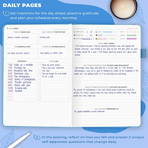 Clever Fox Self-Care Journal – Daily Reflection Notebook – Mental Health & Personal Development Planner, Meditation & Mood Log, A5 (Light Blue) - color: Light Blue, size: A5 (5.8'' x 8.3'')