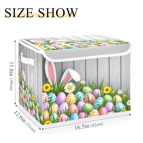 senya Easter Baskets Collapsible Bins with Lids, Flowers Wood Boxes Clothes for Organizing - color: Easter 1