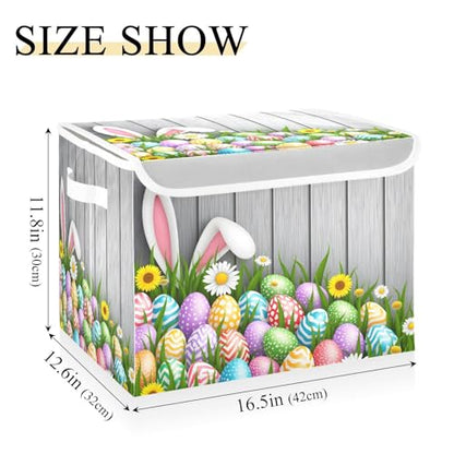 senya Easter Baskets Collapsible Bins with Lids, Flowers Wood Boxes Clothes for Organizing - color: Easter 1