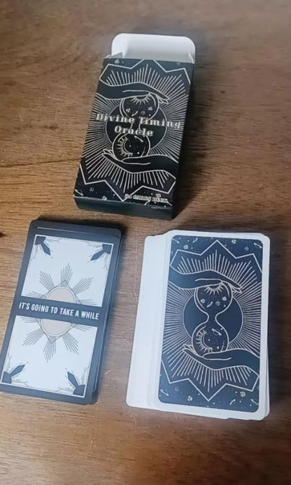 Timing Answer Message Card Deck – 54 English Cards, Black & White Minimal Design, 10.3 × 6 cm