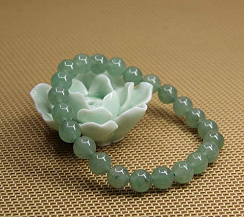 Angelstones Handmade Natural Healing Gemstone 8mm Round Beads Stretch Crystal Bracelet 7 Inch Unisex - color: Green Aventurine