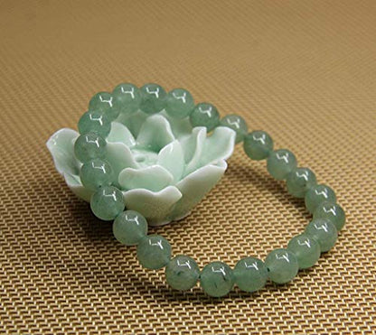 Angelstones Handmade Natural Healing Gemstone 8mm Round Beads Stretch Crystal Bracelet 7 Inch Unisex - color: Green Aventurine