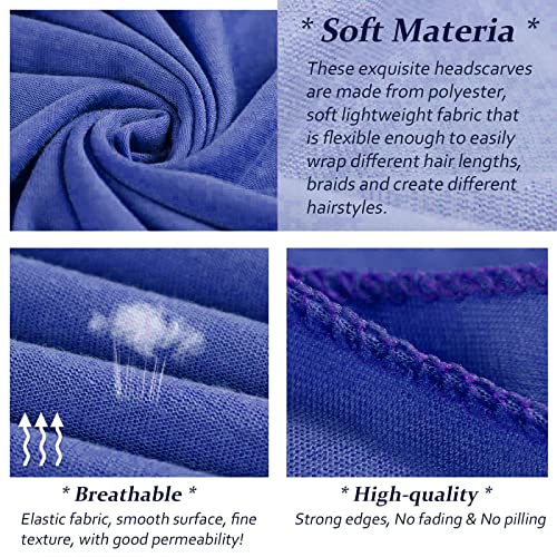 XTREND 1 Piece Stretch Head Wrap Jersey Fashion Headband Knit Turban for Women Extra Long Soft Bohemian Breathable Turbans Tie (Denim Blue) - color: Z1 Denim Blue