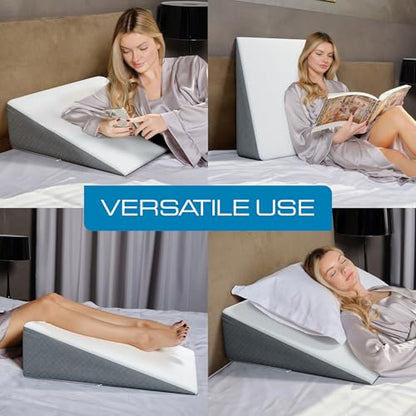 Kolbs Bed Wedge Pillow for Sleep Apnea, FSA Eligible Acid Reflux, and Back Pain Relief, with Chic Jacquard Cover - Headboard Wedges for Sleeping (Standard Width 7.5" Height) - size: Standard Width 7.5" Height