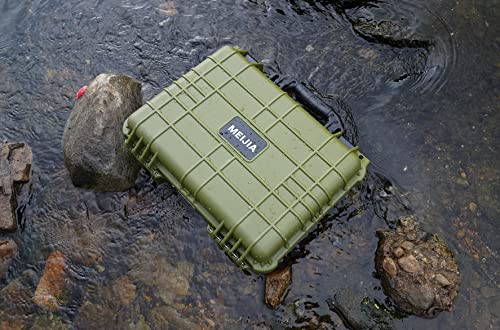 MEIJIA All Weather Portable IP67 Waterproof Protective Case, Hard Camera Case with customizable foam, Perfectly Protection of Camera, Drones,Pistols,Lens,Equipments,18.5 x14.06x6.93inches (Green) - color: Green